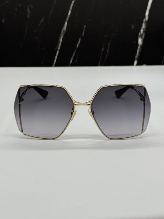 NEW GUCCI GG0817S 001 SUNGLASSES GOLD/GRAY WOMEN EYEWEAR main image 4